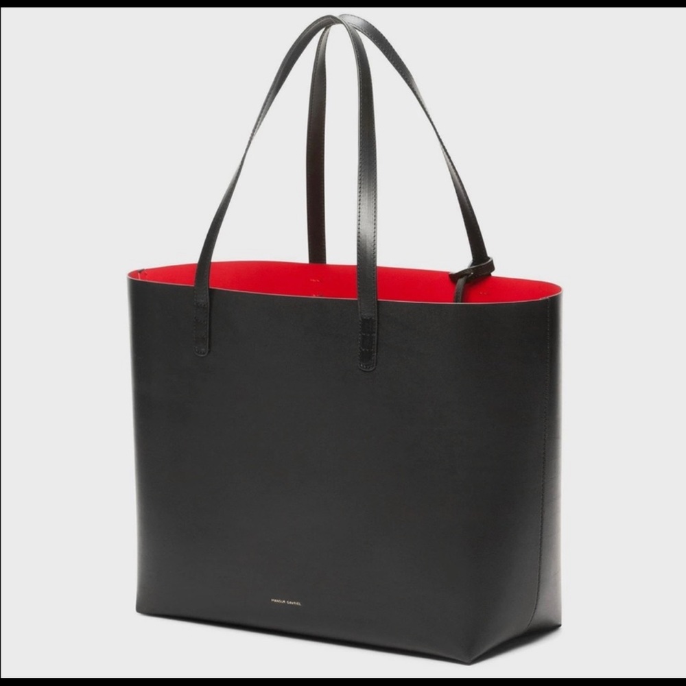 Mansur Gavriel Large Tote Black with Red Interior